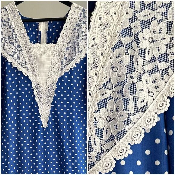Princess Kaiulani Hawaii Vintage Polka Dot Lace Dress Size 8 - Picture 3 of 4